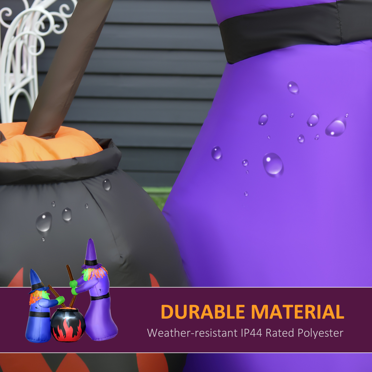 1.8m Inflatable Halloween Witches Around a Glowing Black Cauldron with LEDs