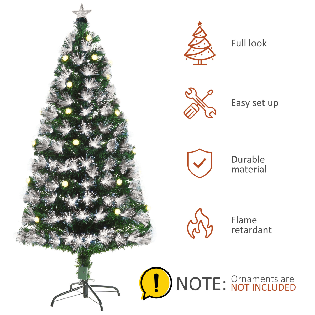5ft White LED Christmas Tree, 90 LEDs, Star Topper, Tri-Base, Pre-Lit