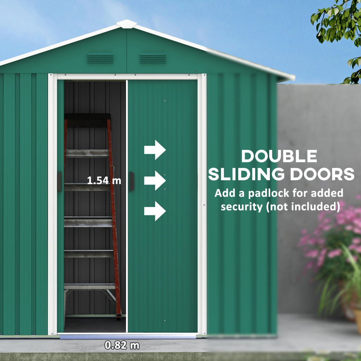 6.5x3.5ft Metal Garden Shed - Rainproof, Lockable, Double Doors