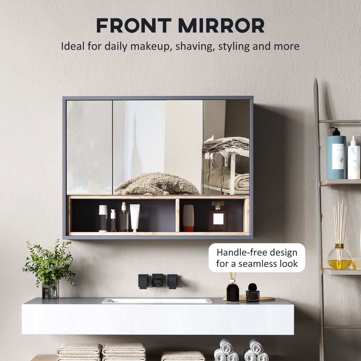 Elegant Wall-Mounted Bathroom Cabinet with Mirror & Smart Storage Solutions