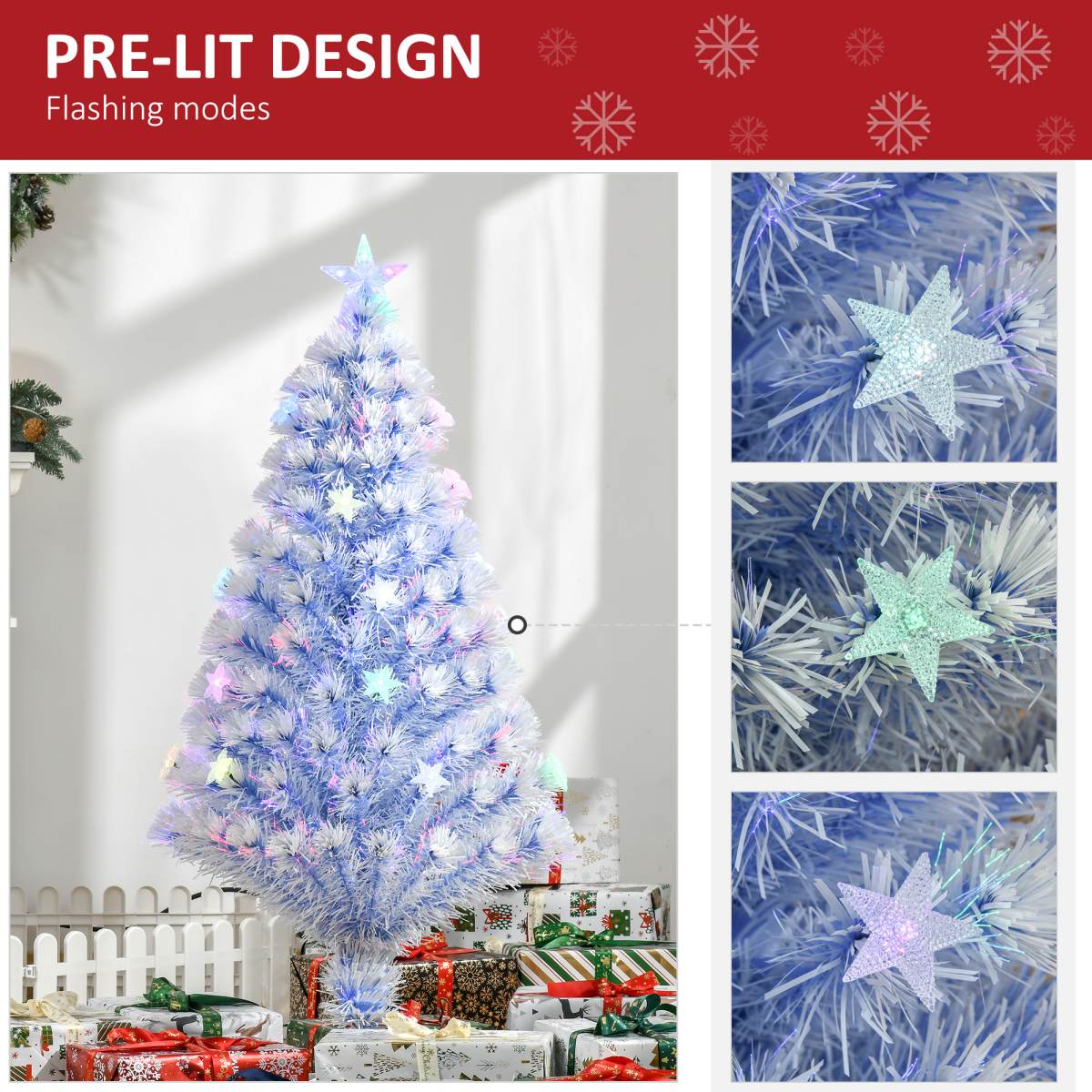 4ft White & Blue 16-LED Artificial Christmas Tree, Easy Storage