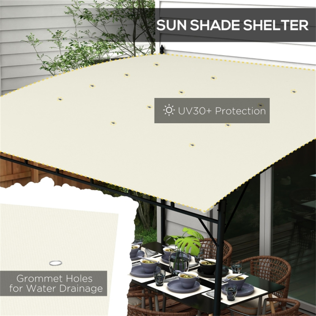Stylish Cream White Patio Gazebo with UV Protection & Durable Steel Frame