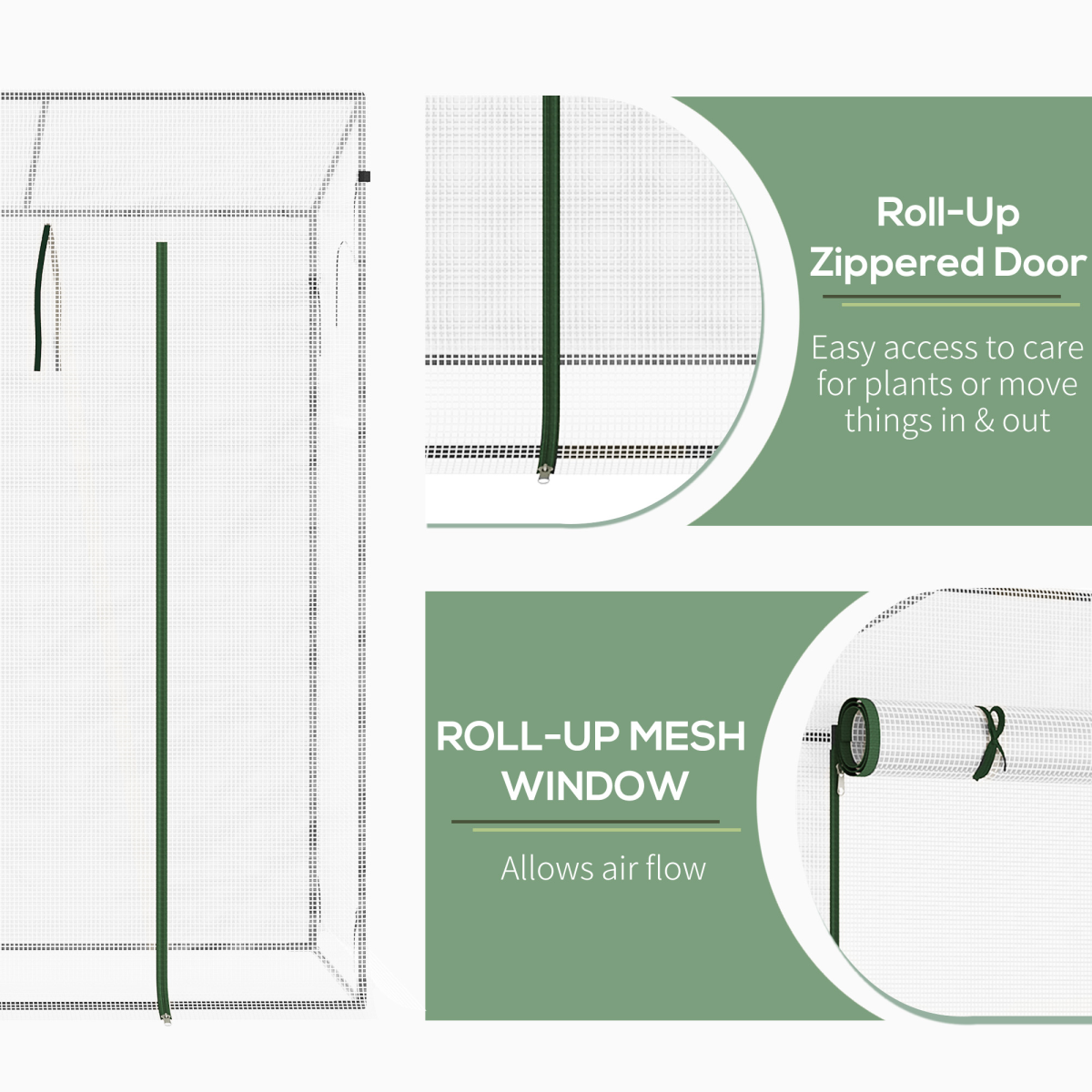 Walk-In Garden Greenhouse 200x76x168 cm with Roll-Up Door
