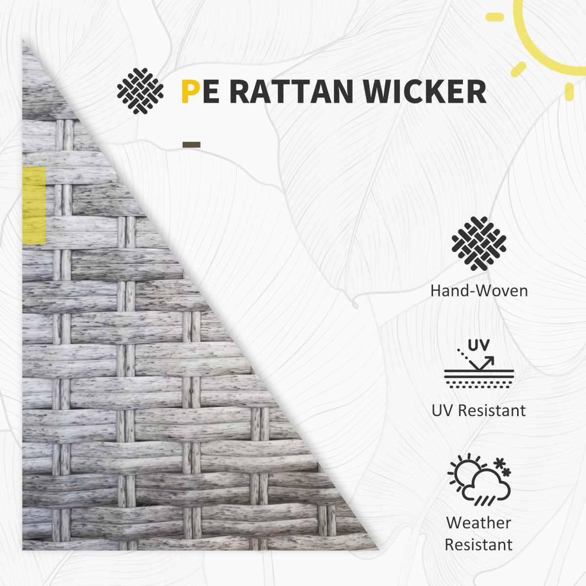 5-Piece Grey Rattan Garden Set with Glass Coffee Table