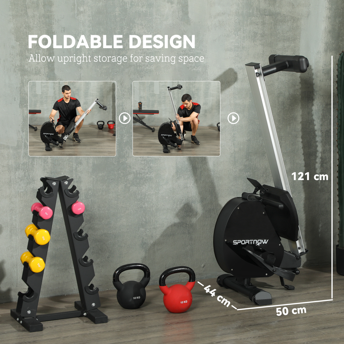 SPORTNOW Foldable Magnetic Rowing Machine - Smooth Glide & Space-Saving