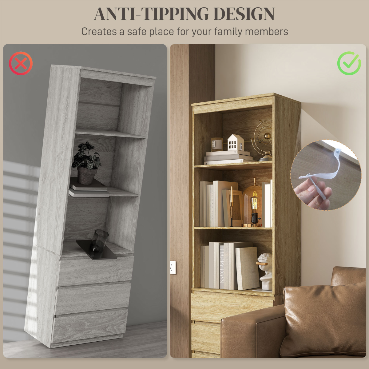 180cm Tall Oak Bookshelf: Stylish Storage & Display Solution