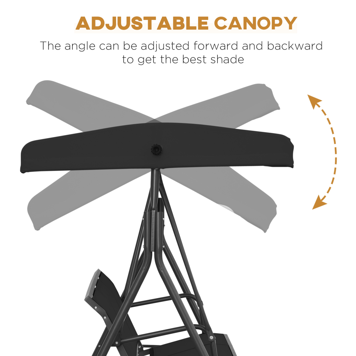 3-Seater Garden Swing with Canopy - Black