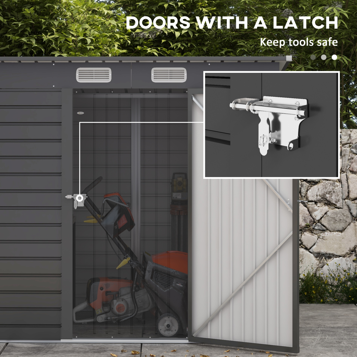 6.3x4.3ft Galvanised Steel Garden Shed with Lockable Door, Grey
