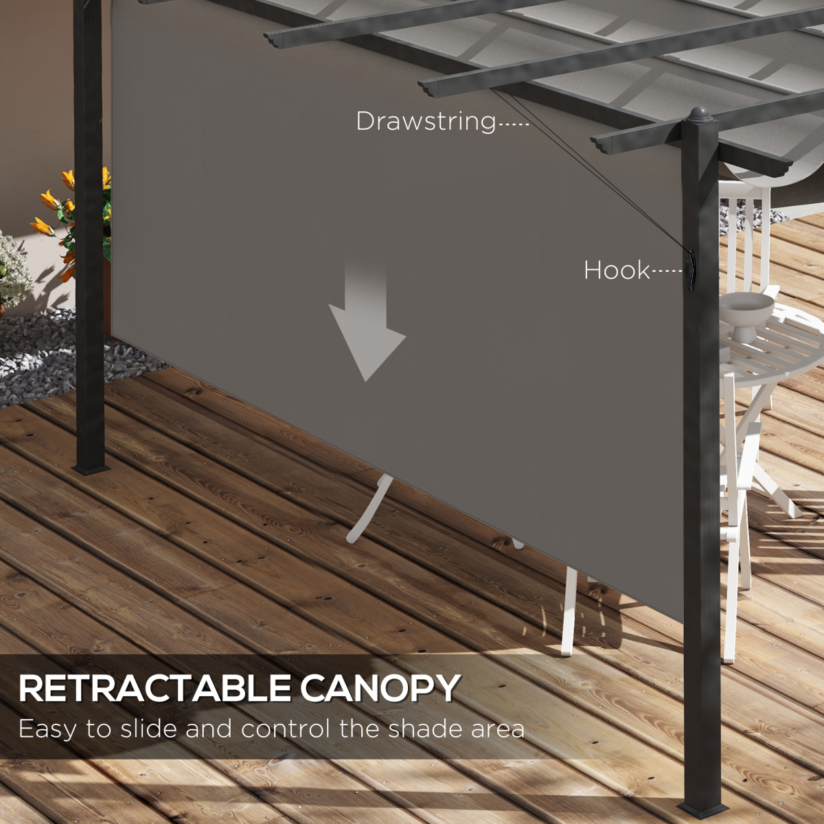 4x3m Aluminium Pergola Gazebo with Retractable Roof