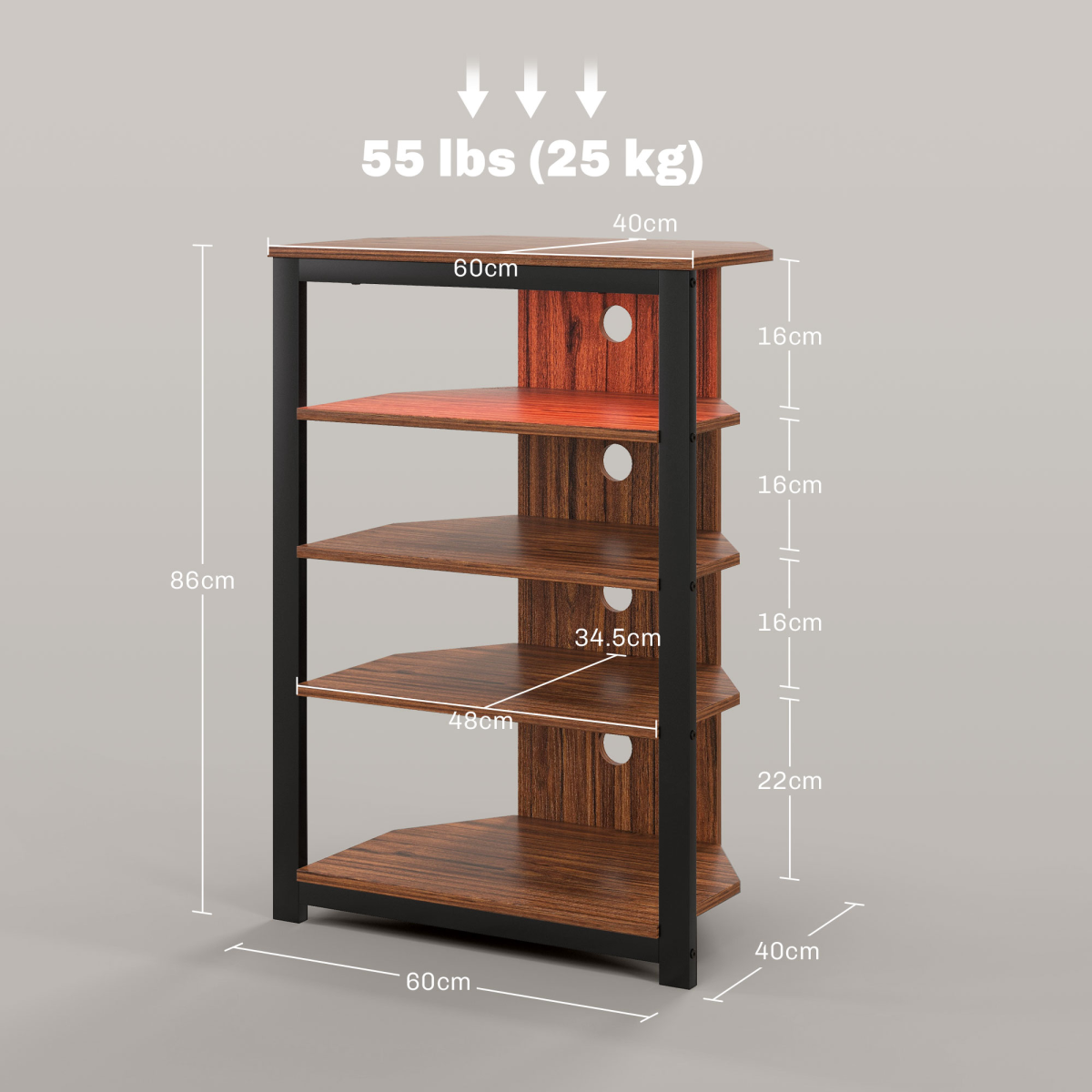 4-Tier TV Stand with LED Lights - Stylish Storage for TVs Up to 29”
