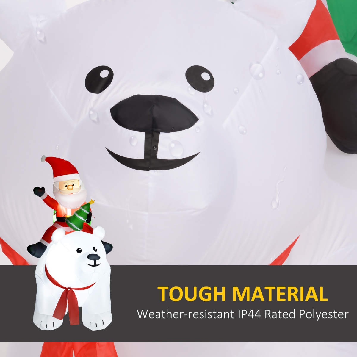 6.6ft Outdoor Christmas Inflatable: Santa Riding Polar Bear
