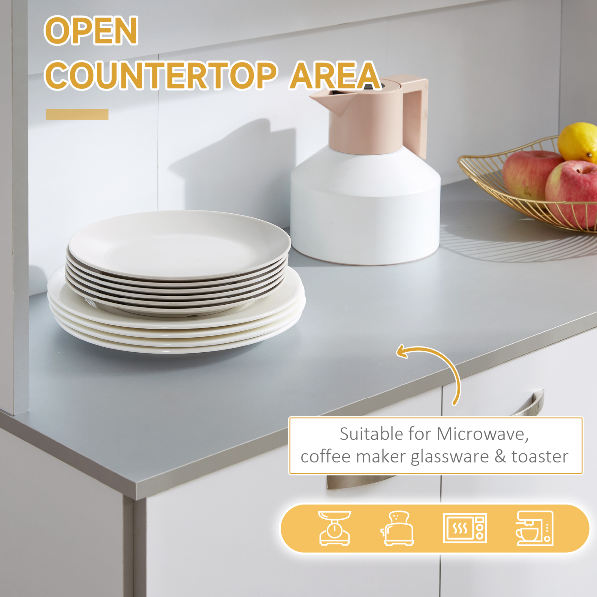 Modern Freestanding Kitchen Cupboard - Versatile Storage & Style