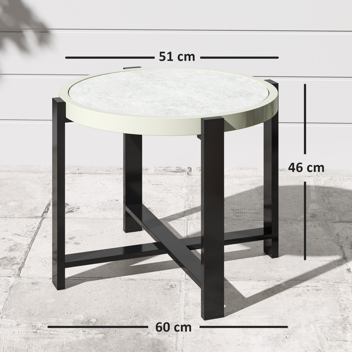 Chic Faux Marble Garden End Table - Modern Light Grey Design