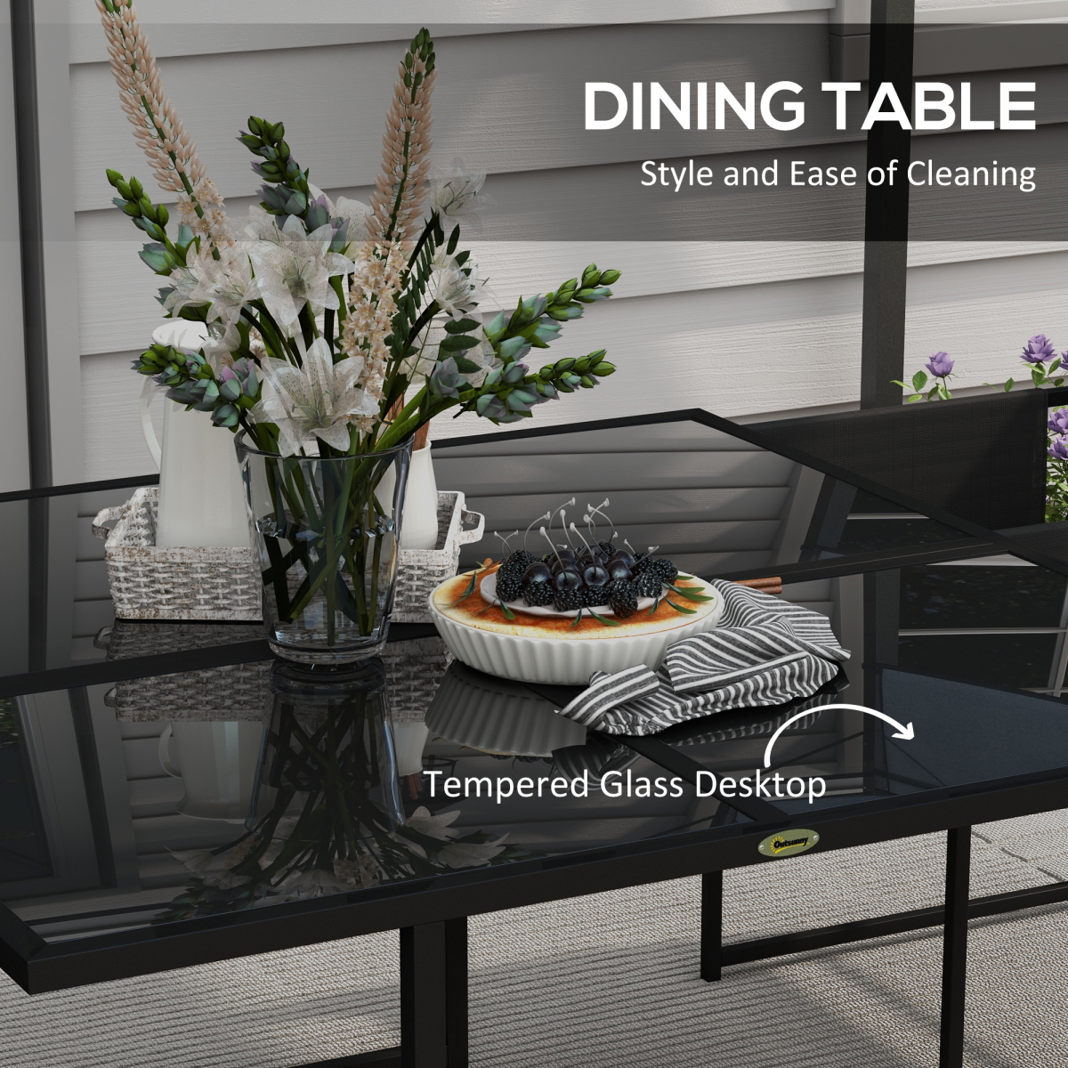 4-Seater Outdoor Dining Set with Adjustable Backrests for Garden