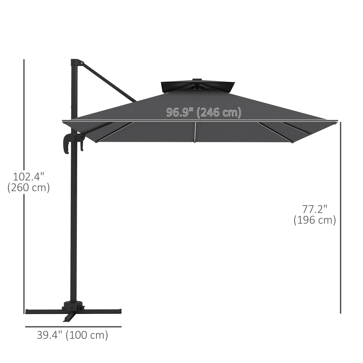 360° Solar-Powered Wall-Mounted Umbrella with LED Lights & Adjustable Tilt