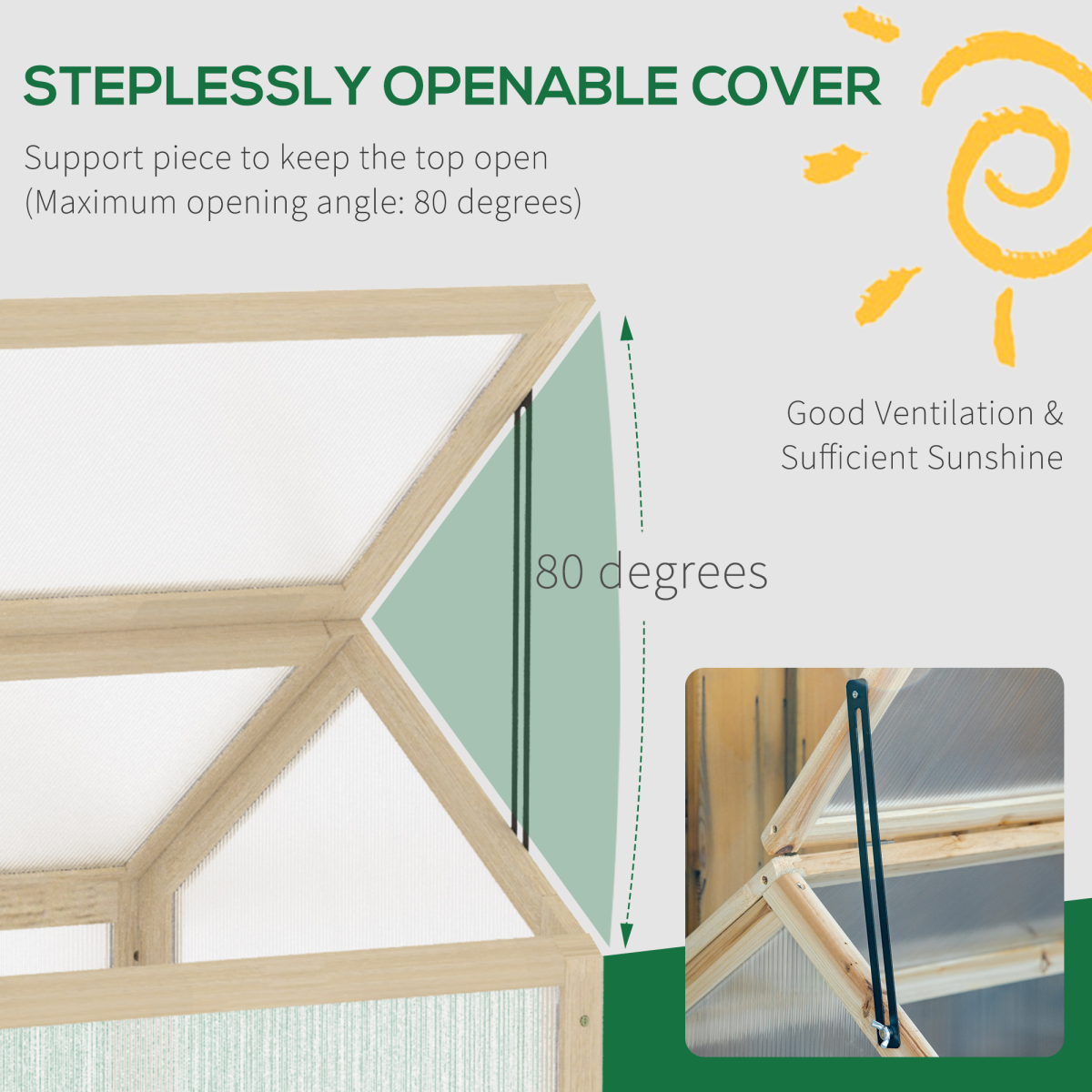 Wooden Cold Frame Greenhouse 90x52 cm with Polycarbonate Panels