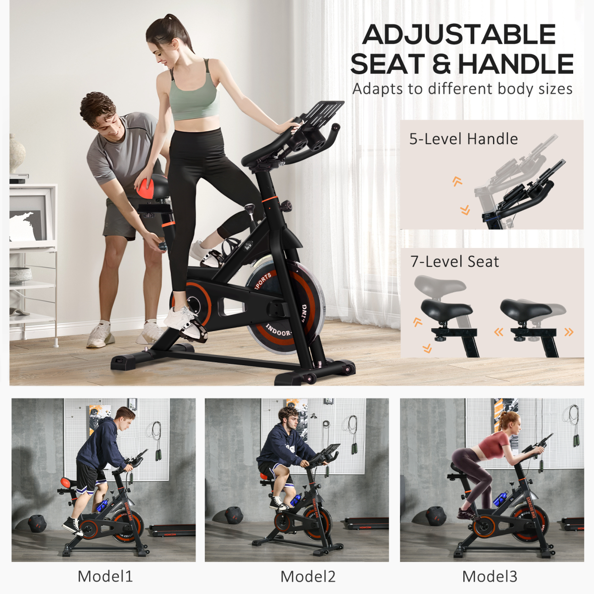 8kg Flywheel Adjustable Exercise Bike - Smooth, Comfortable & Sturdy