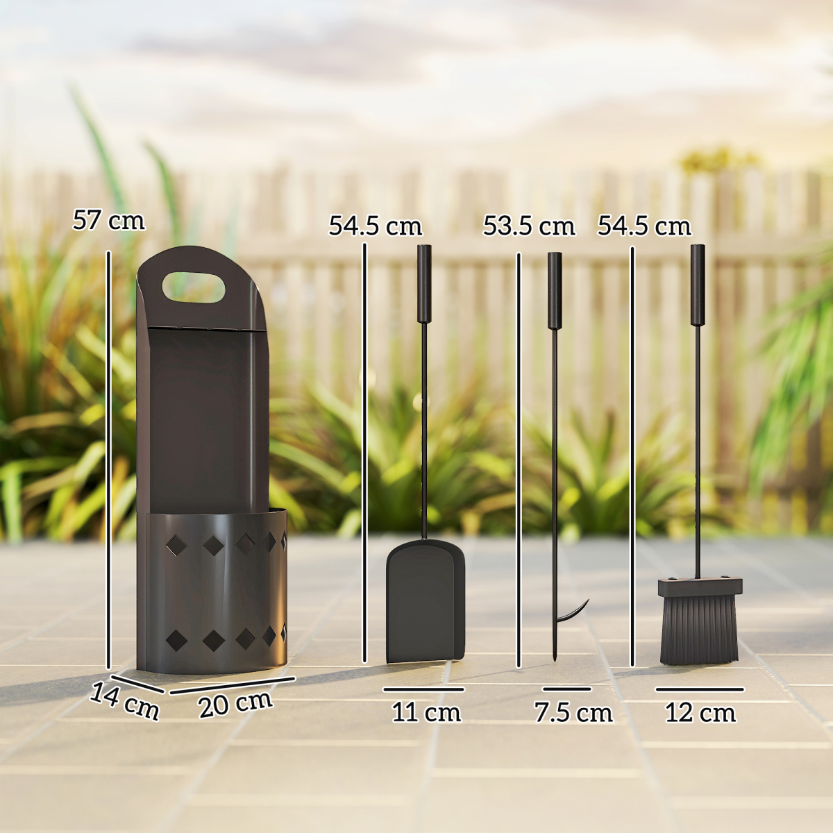 4-Piece Black Fireplace Tool Set - Fireside Companion