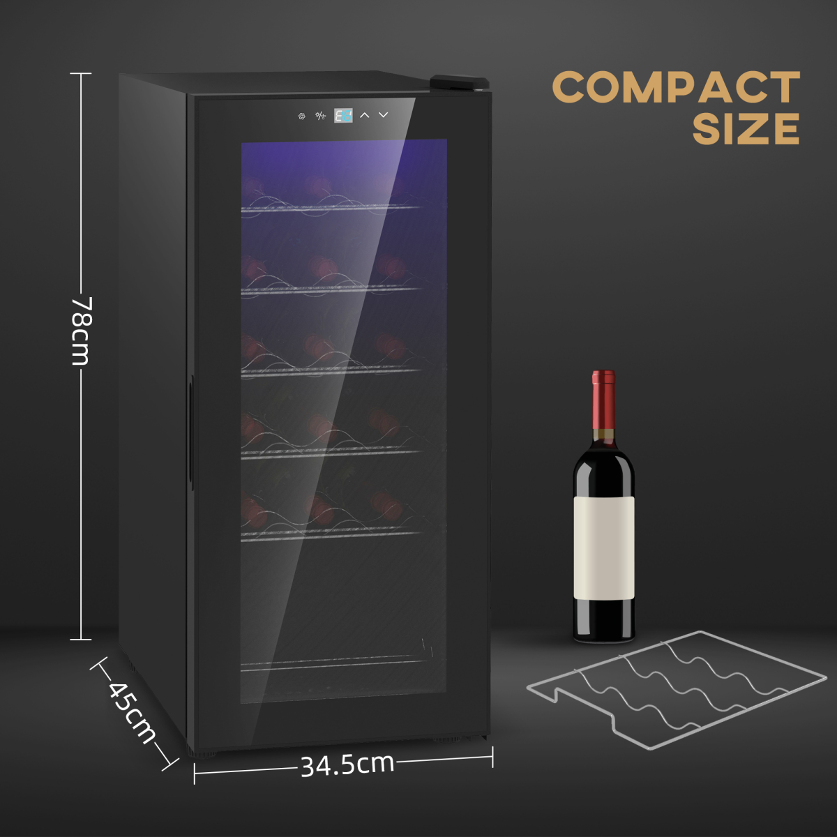 50L Wine Cooler Fridge – 18-Bottle Capacity & LED Glass Door Elegance