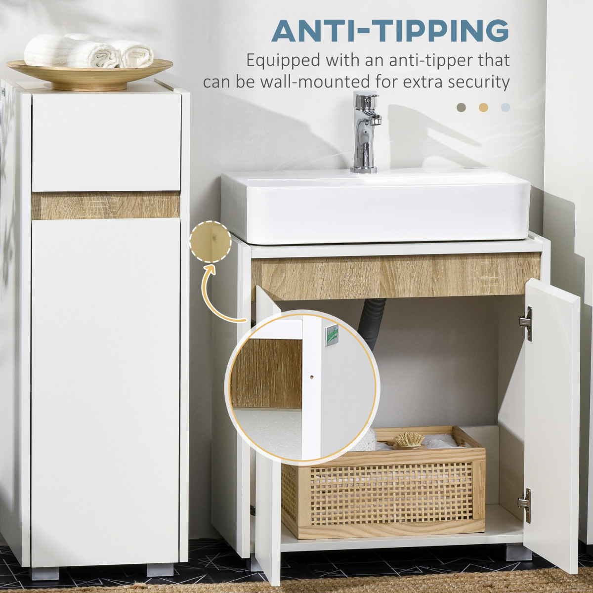 White Floor-Standing Under-Sink Cabinet with Double Doors