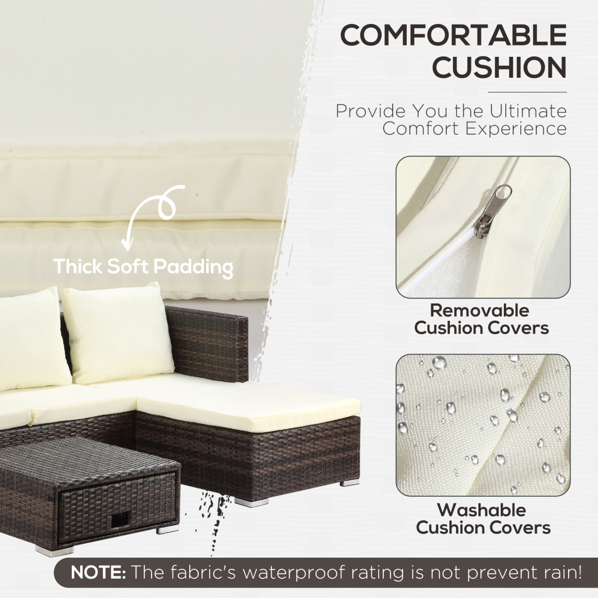 Rattan Garden Sofa Set with Storage Table 4-Seater Reclining Lounge