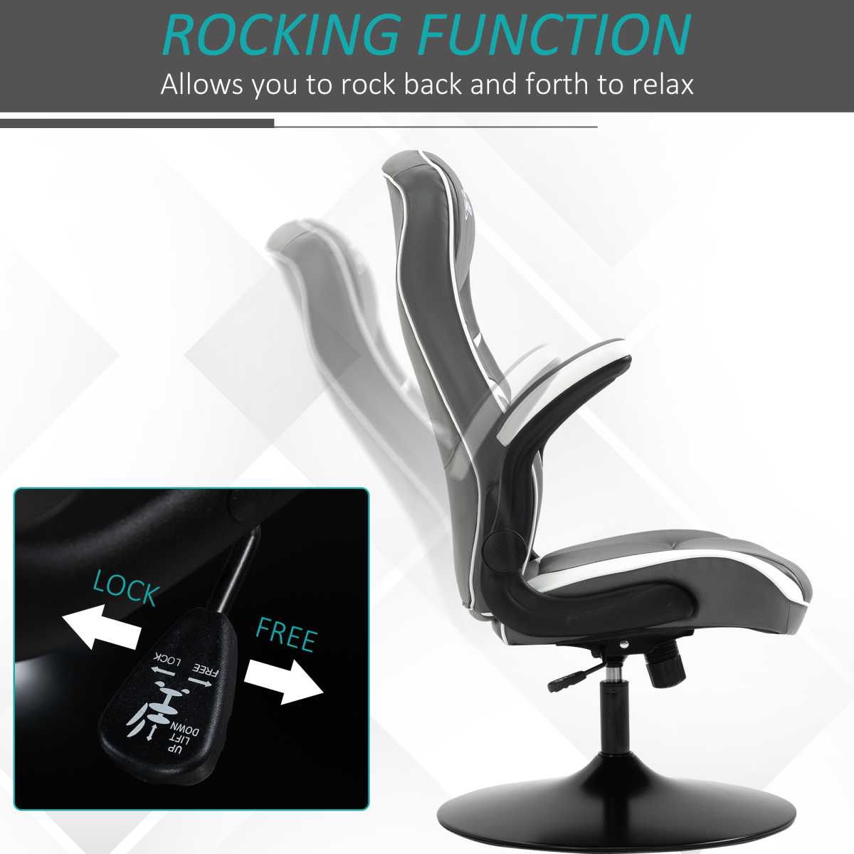 Ergonomic High-Back Gaming Chair with Swivel Base - Grey