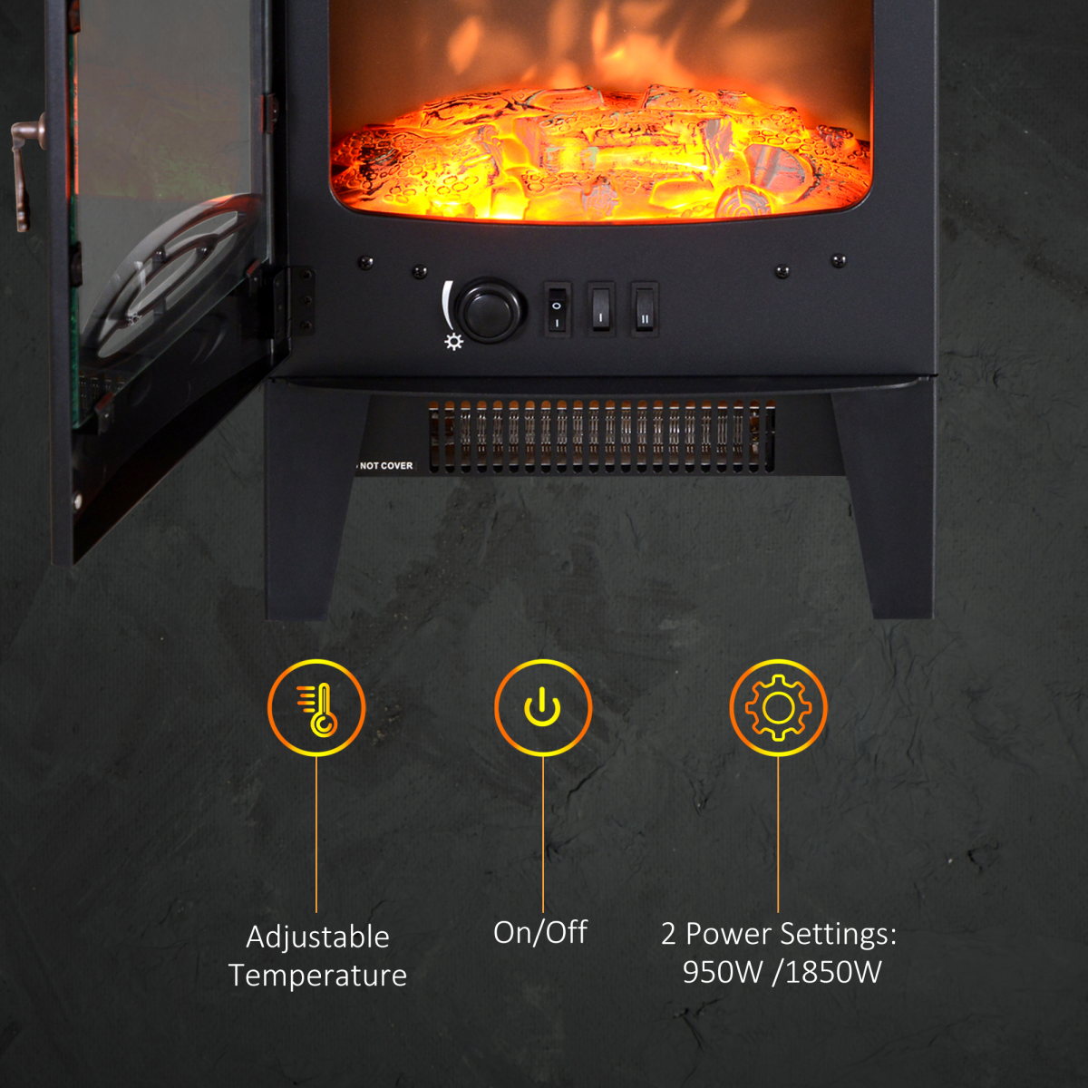 CozyGlow Electric Fireplace: Stylish Freestanding Heater with Faux Flame Effect