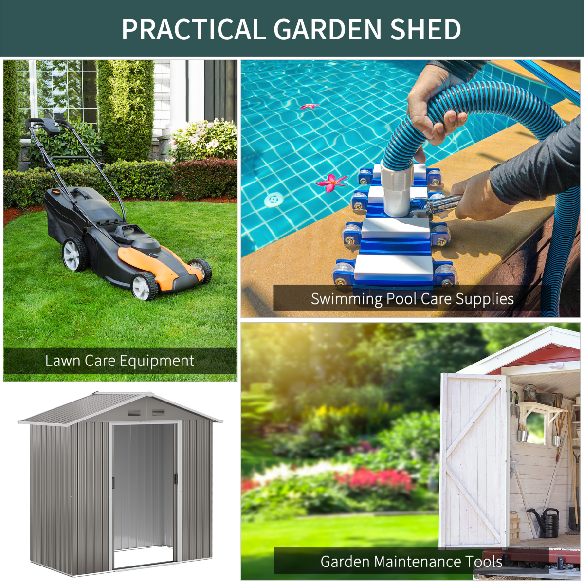 6.5x3.5ft Metal Garden Shed – Rust-Resistant Grey Outdoor Storage