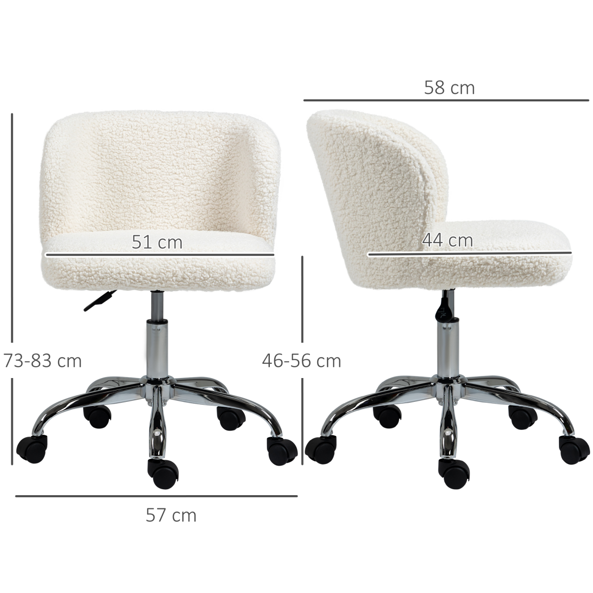 Stylish White Swivel Office Chair with Adjustable Height & Mobility