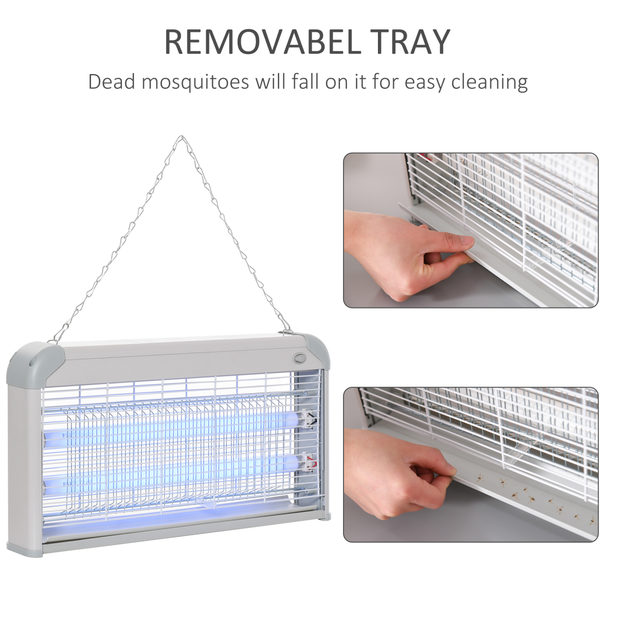 30W LED Mosquito Killer Lamp - Wall-Mounted Insect Zapper (Steel-Grey)