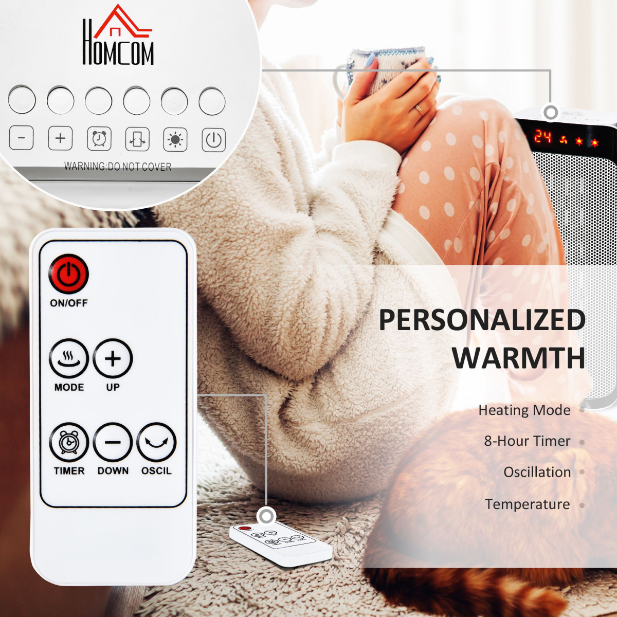 Oscillating Ceramic Space Heater: Portable Comfort with 3 Heating Modes