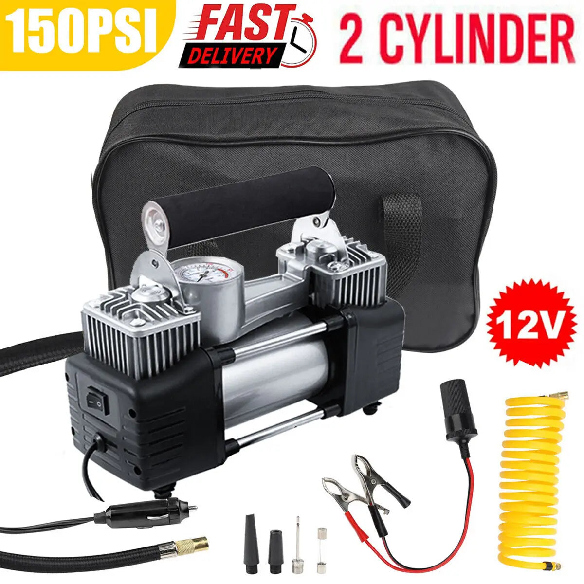 Van 4X4 SUV Bus Heavy Duty 150Psi 12V Hi Speed Air Compressor Tire Inflator Pump