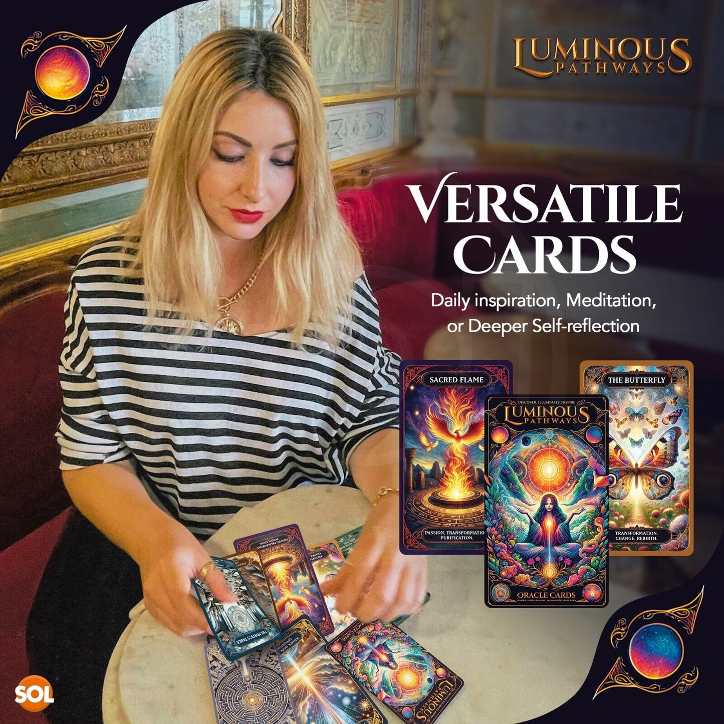 Oracle Cards with Guidebook & 60-Card Deck | Spiritual Manifestation Oracle Card Set for Beginners & Experienced Readers | Energy, Meditation & Divination Cards with Illustrated Guide