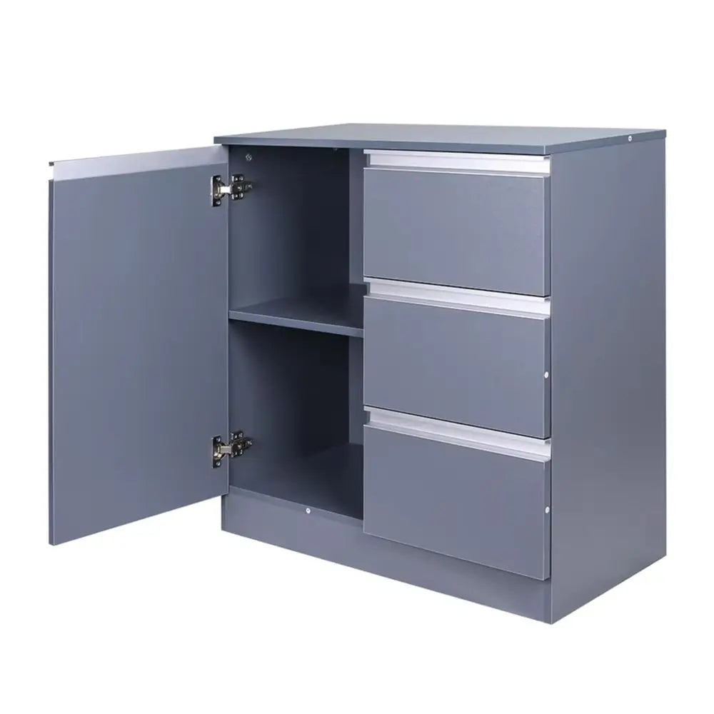Grey 80Cm Sideboard Cabinet with 3 Drawers for Dining Room Living Room Home Office