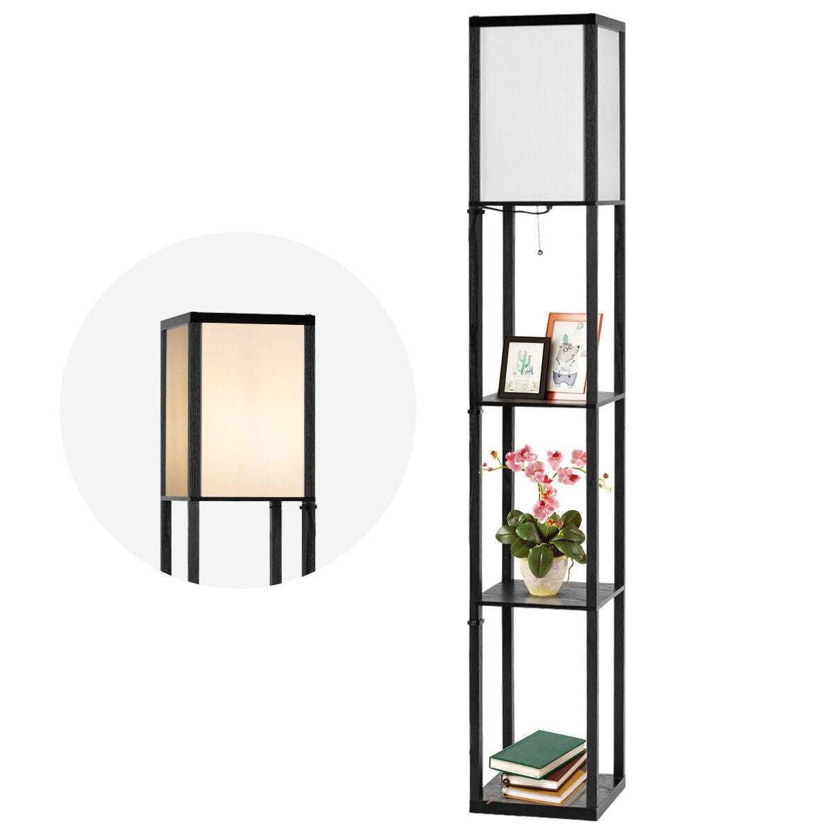 Stylish Freestanding Floor Lamp with Convenient 3-Tier Storage Shelf