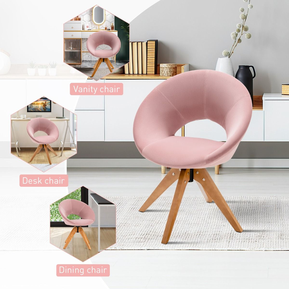 360° Swivel Velvet Accent Chair for Living Room, Bedroom and Office