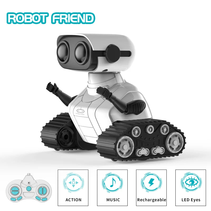 Ebo Rechargeable RC Robot Toy for Kids - Remote Control with Music & LED Eyes - Perfect Gift for Boys and Girls