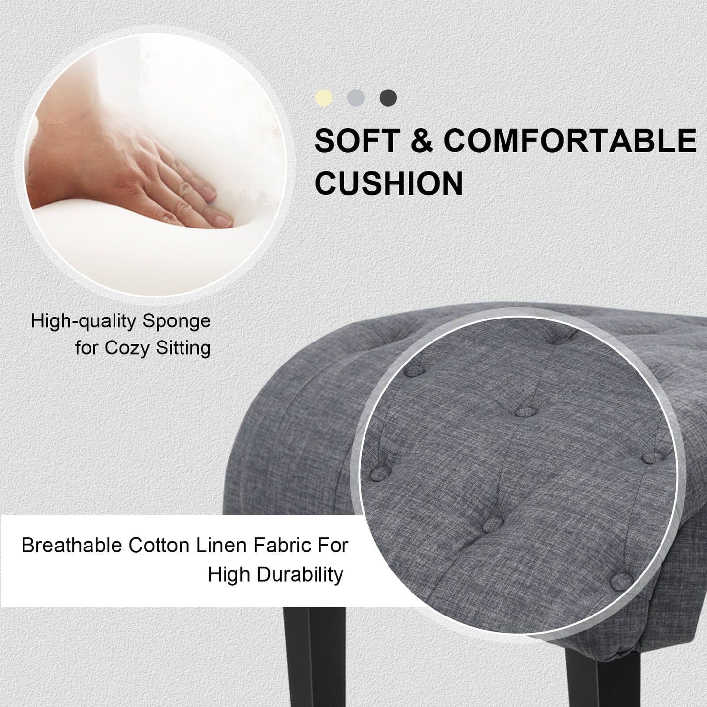 Modern Upholstered Accent Chair with Button Tufted Linen Fabric