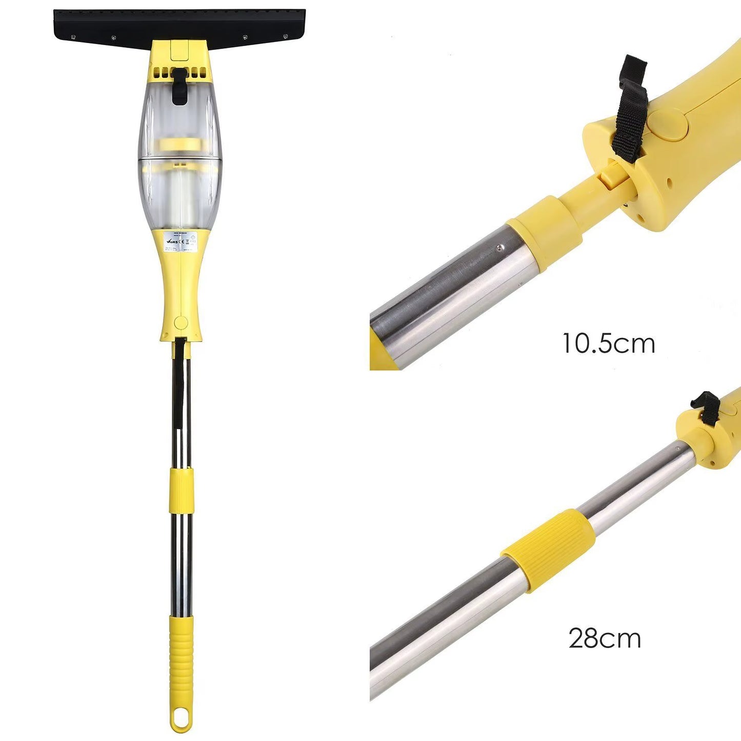 Window Vacuum Cleaner Set with Telescopic Handle Spray Bottle,280Mm Blade Suitable for Table, Tiles, Mirrors and Glass, Electric