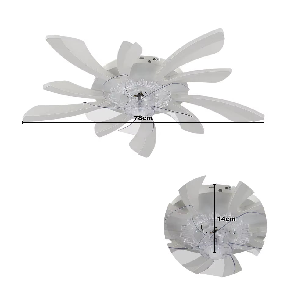 78Cm Creative Ceiling Fan with LED Lights with Remote 3 Color Temperature 6 Speeds for Office, Living Room, Bedroom
