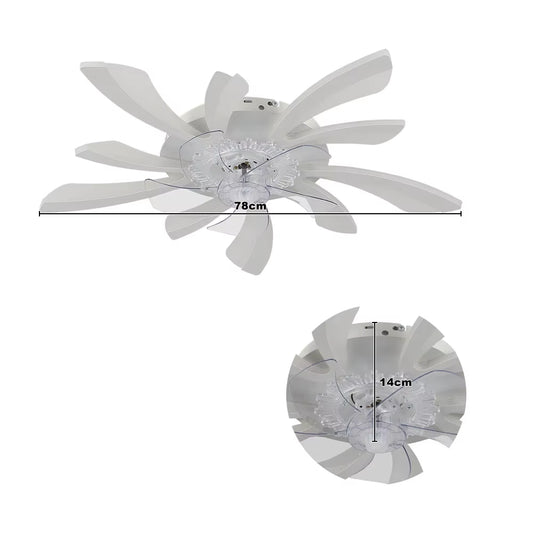 78Cm Creative Ceiling Fan with LED Lights with Remote 3 Color Temperature 6 Speeds for Office, Living Room, Bedroom