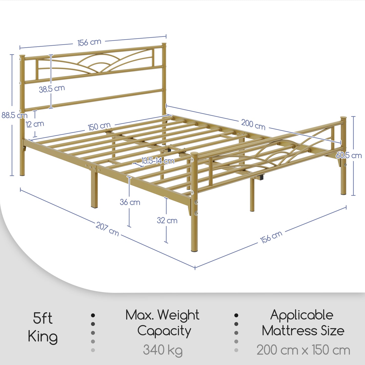 Single Metal Platform Bed Frame, Mattress Foundation with Cloud-inspired Design Headboard Easy Assembly