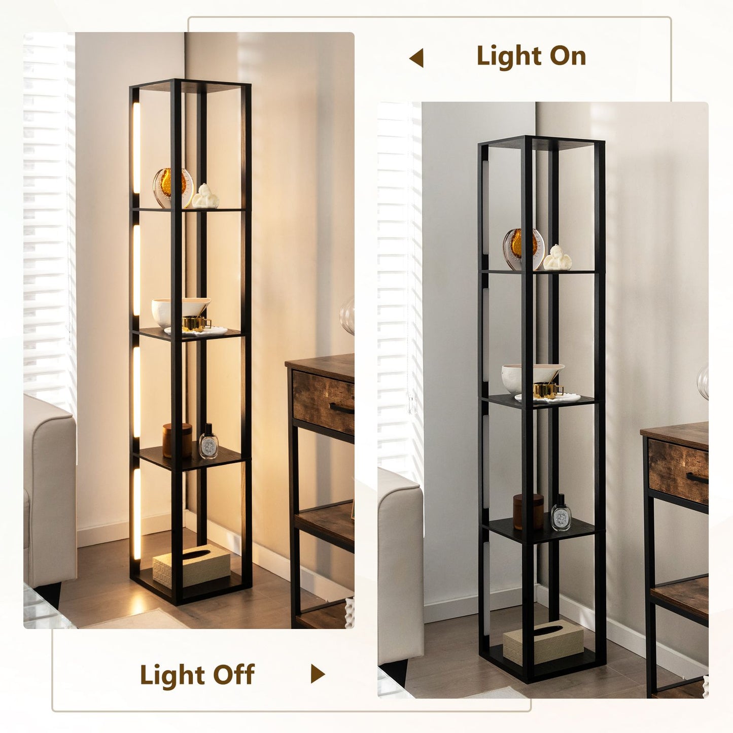 Floor Lamp with 3-Level Dimmable LED Bulbs and Rotatable Poles