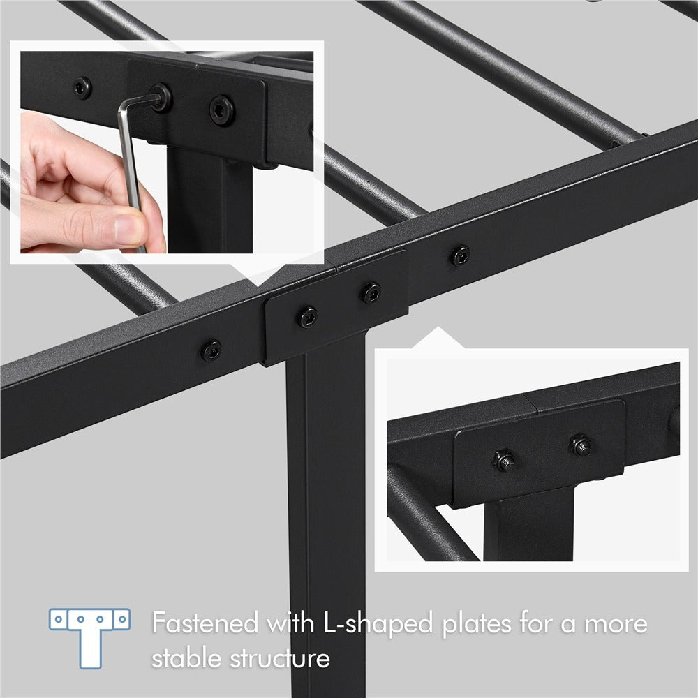 Single Metal Platform Bed Frame, Mattress Foundation with Cloud-inspired Design Headboard Easy Assembly