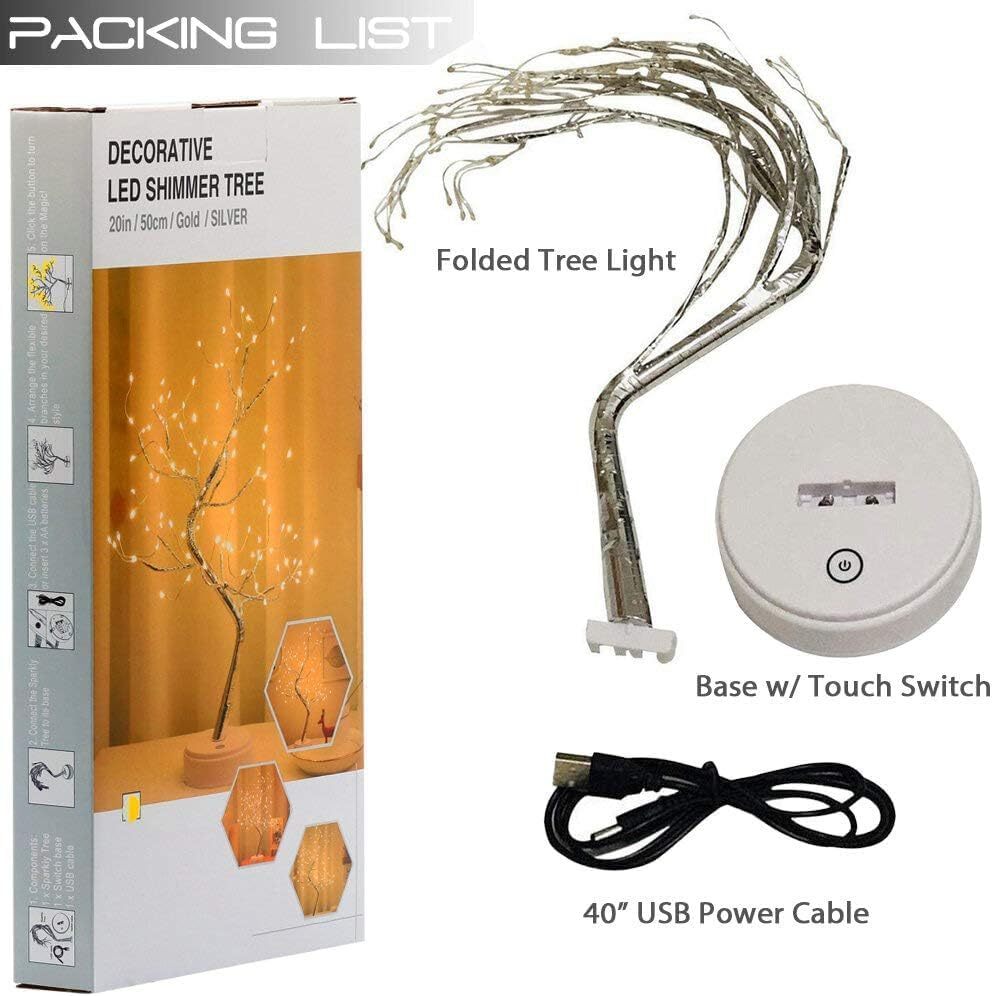 50cm Twig Lamp With 108 LEDs - Warm White Cool White Multicolour Birch USB/Battery Operated Tabletop Bonsai Wire Tree