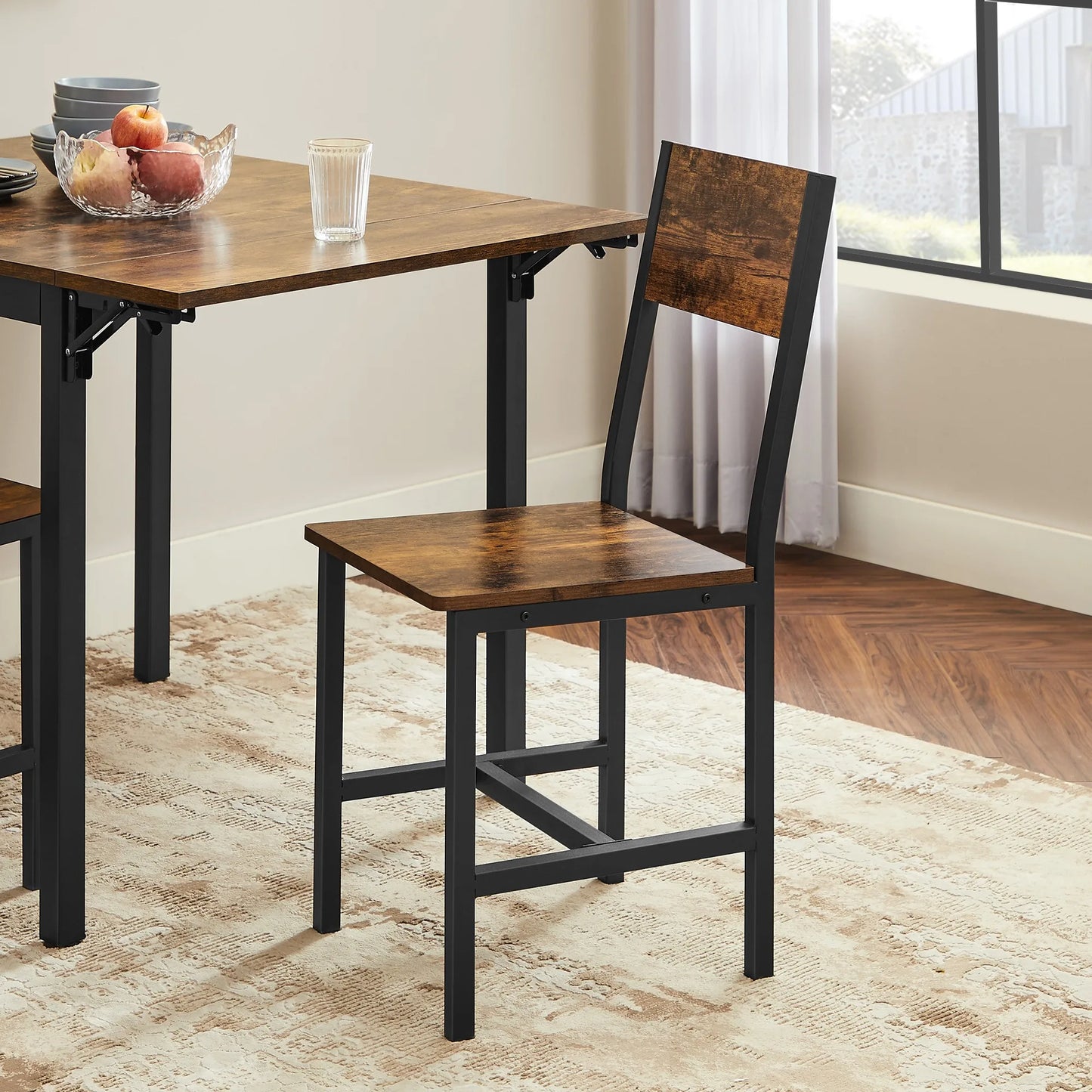 Dining Chair Set of 2, Steel Frame, Industrial, for Dining Room, Living Room, Kitchen, Heather Greige and Frosted