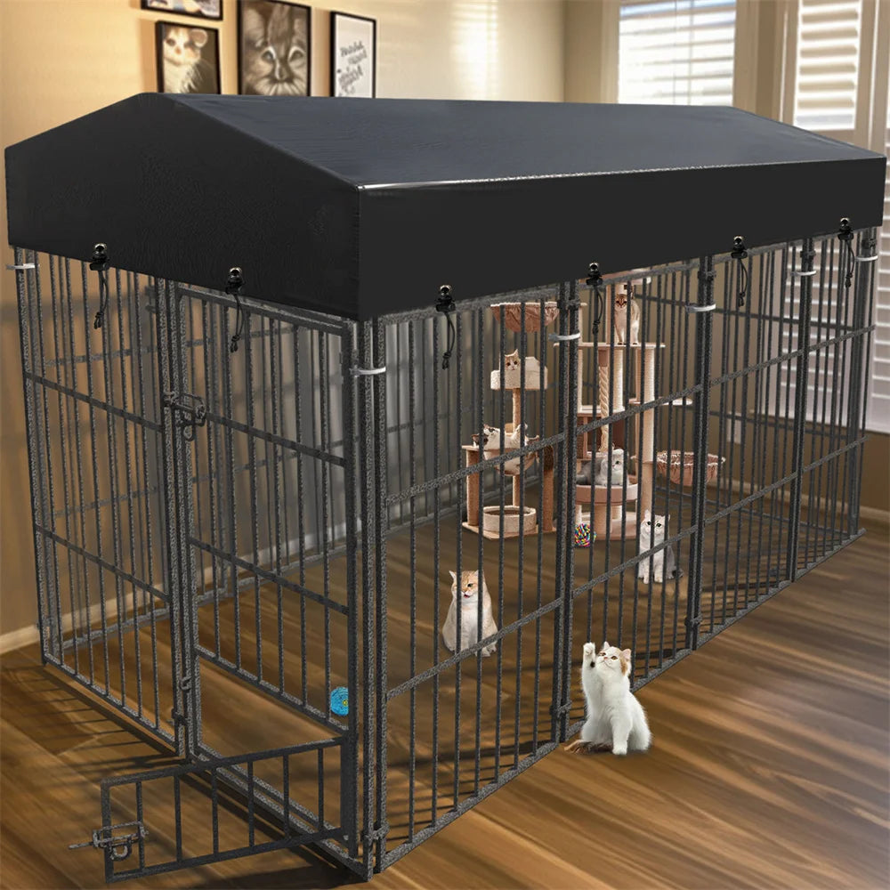 Ultimate Heavy-Duty Large Dog Kennel - Sturdy Welded Metal Playpen with Roof Cover for Indoor & Outdoor Fun