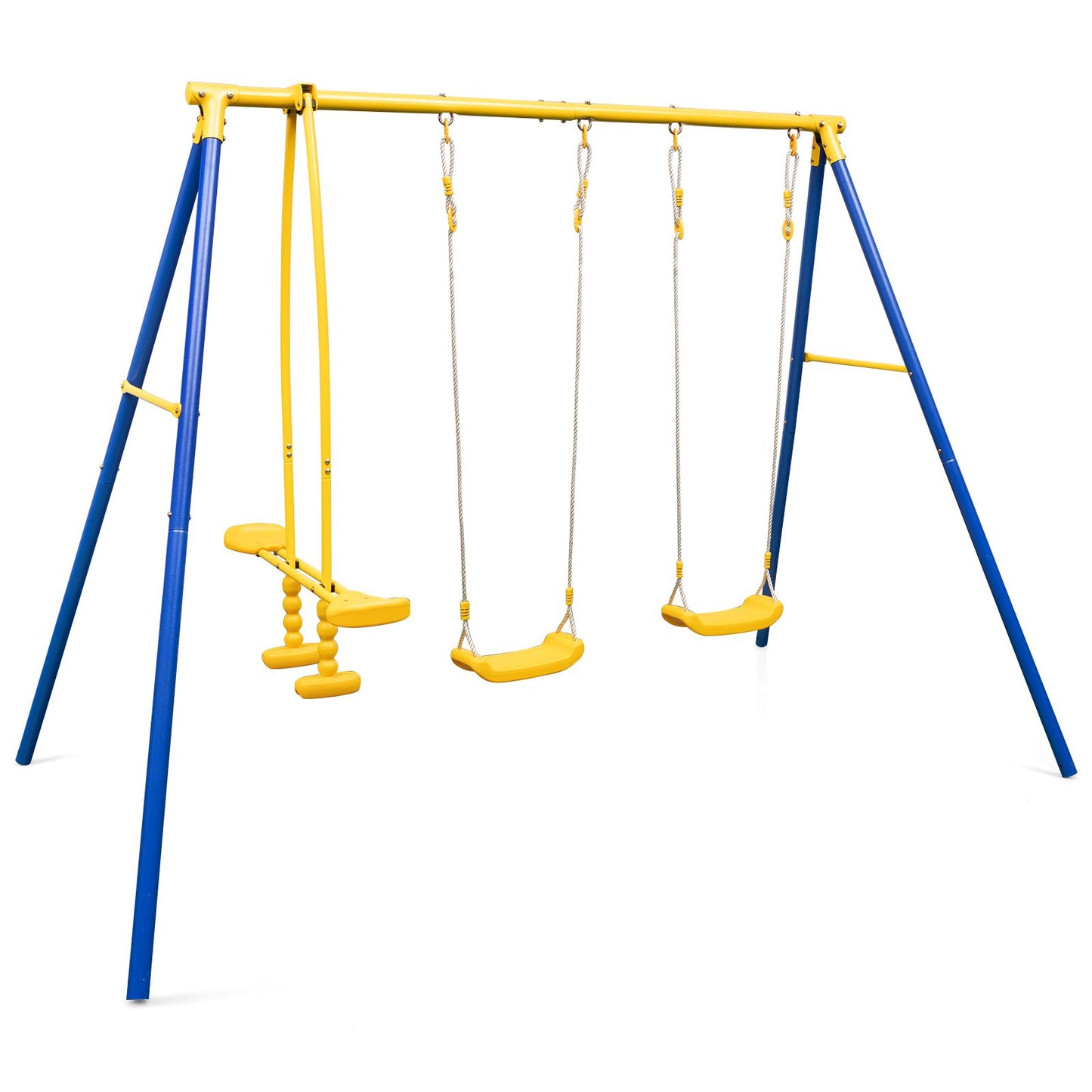 Heavy-Duty Kids Playset with 2 Swing Seats and 2 Glider Seats for Children 3-12 Years Old