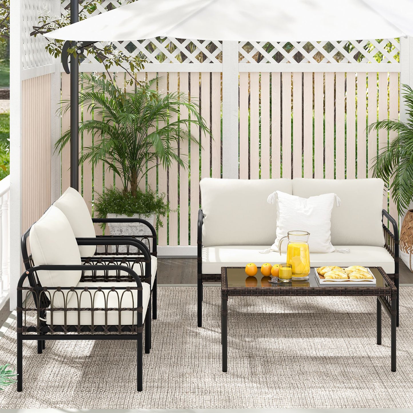 Luxurious 4-Piece Patio Furniture Set with Plush Cushions for Ultimate Comfort