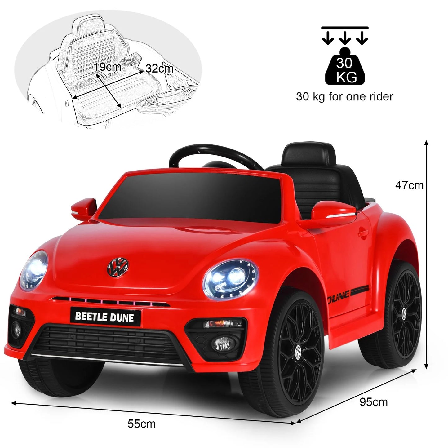 12V Volkswagen Beetle Electric Kids Ride on Car with Remote Control